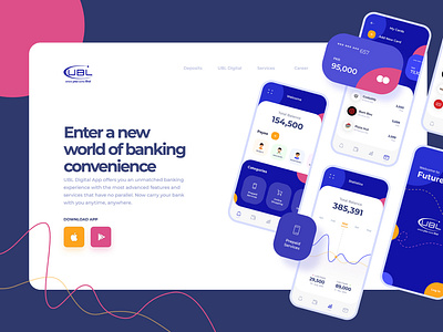 UBL App Landing Page app design application banking business card dashboard fianance graph illustration imhassanali income landing page landing page design modern money statistics ui ux web page website