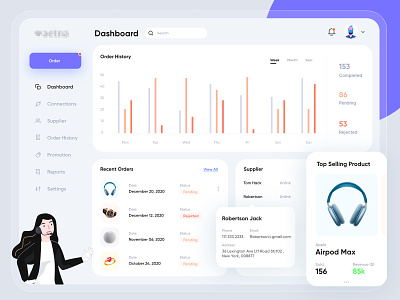 Dashboard Design- Product and Supplier airpod app cartoon clean color dashbaord design ecommerce graph icons illustration imhassanali max minimal mobile app modern product ui ux web app