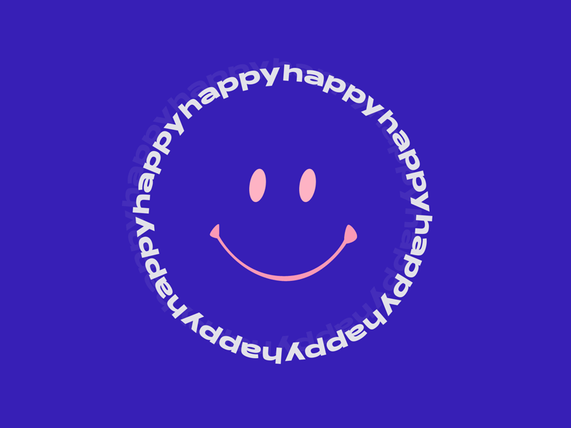 Smiley animation animation clean concept flat minimalistic purple typography vector