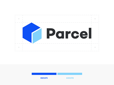 Parcel logo concept blue clean concept flat graphic logo minimalistic modern simple typography vector web