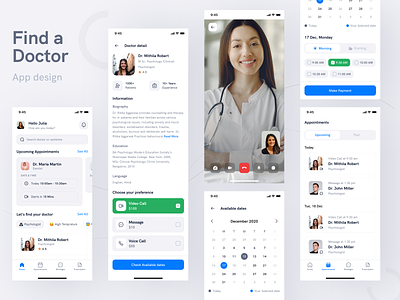 Healthcare app design app design book appointment call clean doctor figma healthcare mobile app design ui ui design user experience user interface videocall