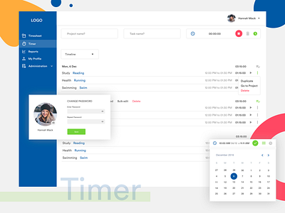 Timer Tracker Web App app design timer tracker ui ui design user experience user interface ux ux design