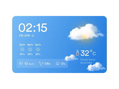 Live Weather Widget animation app card clean cloud design gif live sky sun temperature ui ui design ux design weather widget widget ui