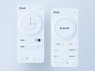 Skeuomorph Clock App by Jatin Lathiya on Dribbble