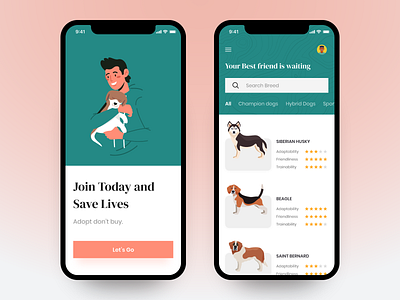 Dog Adopt App UI app design mobile app design ui user experience user interface ux