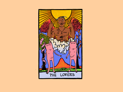 the lovers 2pac illustration procreate tarot card the lovers valentines