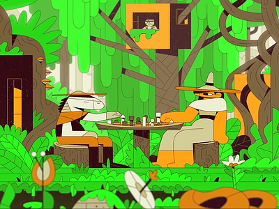 M52 - New World 2d animation cube film still forest graphic design illustration nature short film treehouse