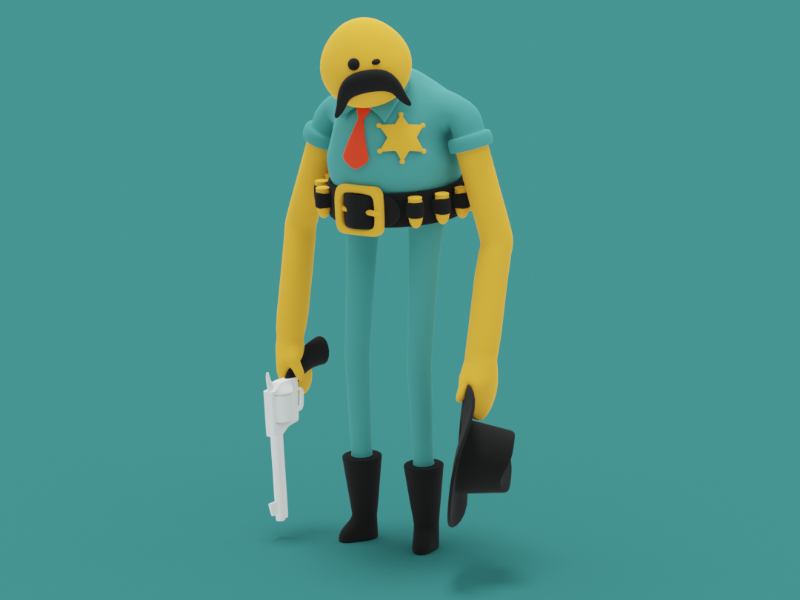 Sheriff mondays western animation character blender