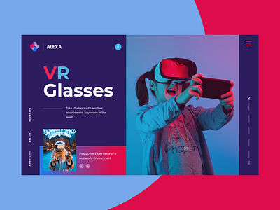 Virtual Reality Glasses color combinations dark dark theme education glasses gradients image landing page student typogaphy ui virtual reality visual