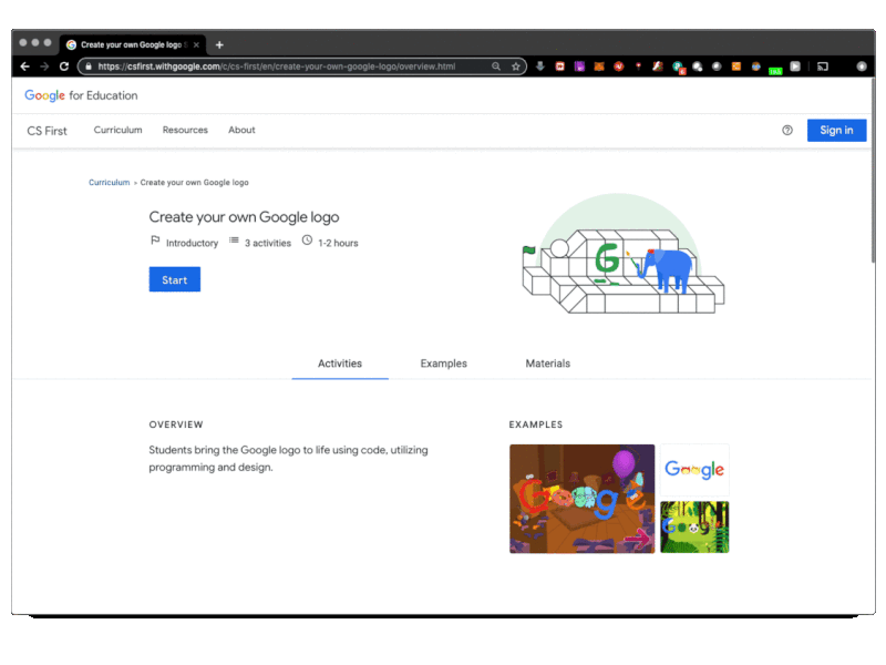 Google CS First doodle google google for education