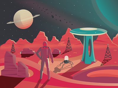 Life On Mars Illustration digital space illustration illustrator mars space space illustration spaceman travel