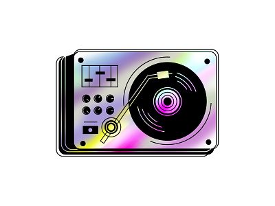 Retro Record gradient groovy groovy vibes holographic holographic sticker illustration minimal music oldies record record player retro retro design seventies vibe vintage vintage music