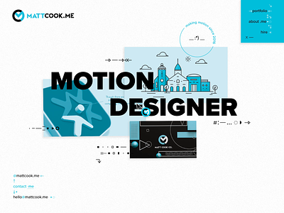 MattCook.ME animation blue branding design expressyourselfwithdotme mockup motion designer motion graphics portfolio portfolio design portfolio page retro webiste website mock