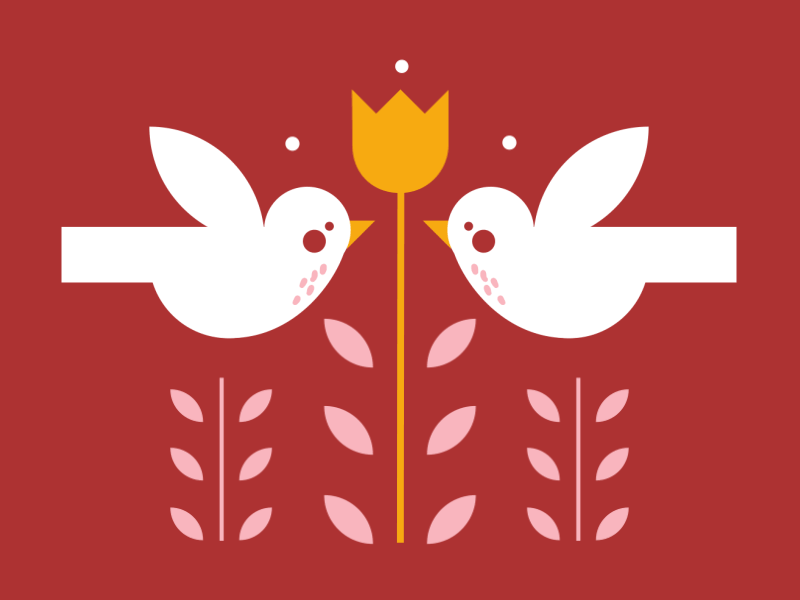 Two Turtle Doves 12 days of christmas animation christmas doves love motion motion designer motion graphics nordic symmetrical tulips two turtle doves