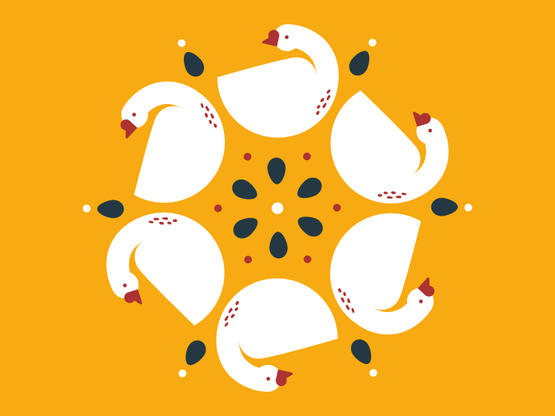 Six Geese-a-Laying 12 days of christmas animation christmas geese happy holidays minimal motion motion designer motion graphics nordic six geese a laying symmetrical