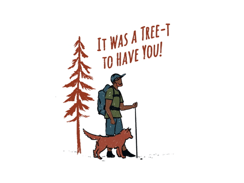 Tamarack Lodge | Hiking Gif tree pun pun recreational dog illustration motion designer motion motion graphics animation sketch minimal tree hiking hiker dog hiker simple gif tamarack lodge looping gif gif