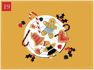 Christmas Countdown | 19 advent advent animation advent calendar candy candy canes christmas christmas card cookie dessert gingerbread gingerbread man gumdrop happy holidays illustration looping gif merry christmas midcentury motion graphics retro texture