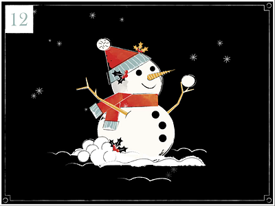 Christmas Countdown | 12 animation christmas christmas animation christmas countdown freelance happy holidays illustration midcentury motiongraphics retro illustration small business snow snowball snowman texture vintage