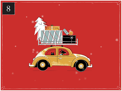 Christmas Countdown | 8 advent calendar animation bug car christmas christmas card countdown happy holidays holiday travel illustration love bug merry christmas midcentury motion graphics pets presents retro texture vintage volkswagon