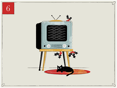 Christmas Countdown | 6 advent advent calendar animation cat christmas christmas card furniture happy holidays holly illustration living room merry christmas midcentury motion graphics retro t.v. television texture tv vintage