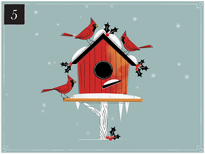 Christmas Countdown | 5 advent advent calendar animation birdhouse cardinal christmas christmas card countdown happy holidays holly home illustration merry christmas midcentury motion graphics retro snow texture vintage winter