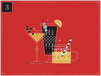 Christmas Countdown | 3 advent advent calendar alchohol animation celebrate christmas christmas card cocktail countdown drinks happy holidays illustration martini merry christmas midcentury motion graphics retro texture vintage