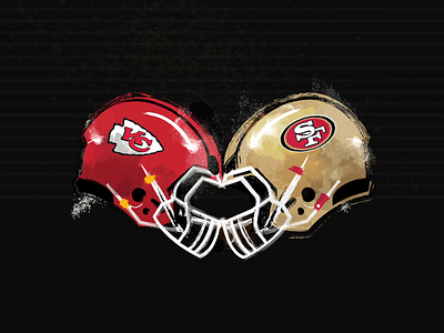 Superbowl LIV 49ers american football animation chiefs football helmet illustration kansas city motion motion graphics nfl niners san fran san francisco sf superbowl texture touchdown