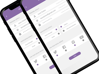 Daily UI #007 - Settings dailyui iphonex purple settings ui