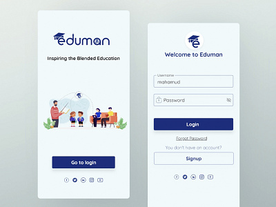 Eduman mobile app login page design corporate design login page mobile app new design template ui