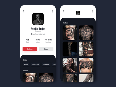 Daily UI 006 - User profile 006 book concept costa rica daily daily ui dailyui follow profile tattoo tattoos ui user user profile