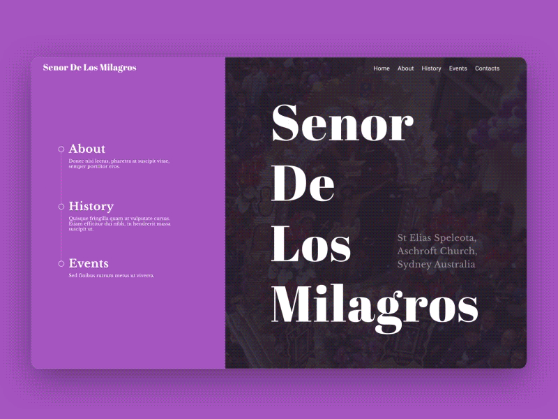 Senor De Los Milagros design landing page motion ui web website