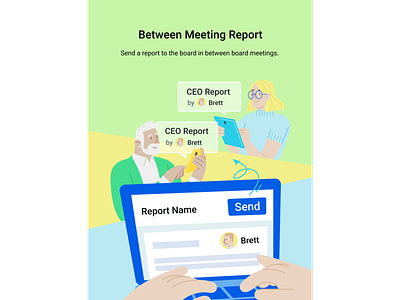 Between Meeting Report app design flat illustration vector website