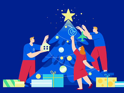 Christmas email banner app branding flat illustration website