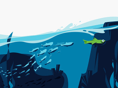Follow Me animation app fish illustration ui vector web website