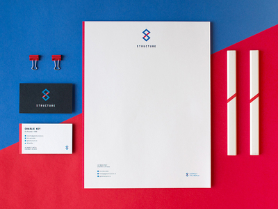Structure Collateral blue brand collateral identity photoshoot red vibrant
