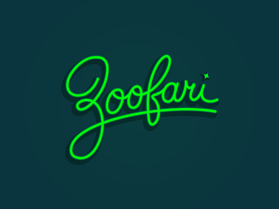 Zoofari Lettering branding green hand lettering identity logo neon script wordmark zoo