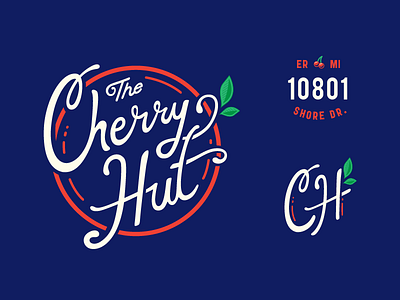 The Cherry Hut branding cherry hand drawn hand lettering home leaf lettering natural sign signage vacation