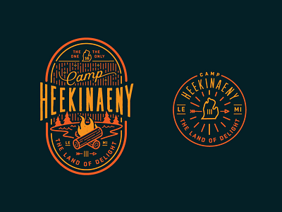 Camp Heekinaeny Badges badge camp emblem fire lake lines logo michigan patch stars