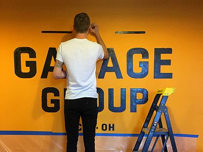 The Garage Group Wordmark art hand painting lockup logo signage wall wordmark