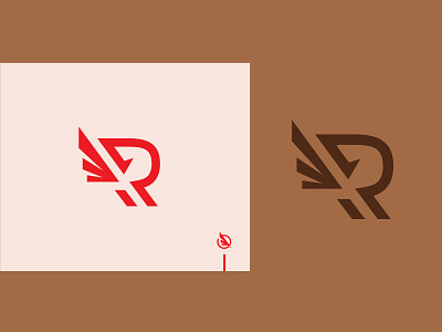 Winged R aero dynamic flex hidden identity logo mark r strong type wings
