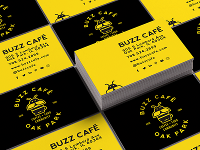 Buzz Cafe "buzzness cards" bee branding coffee community illustration local logo package design small business
