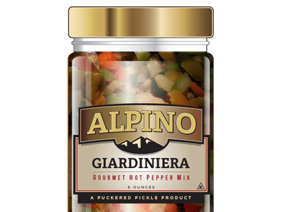Alpino3 italian label mountian olive package design