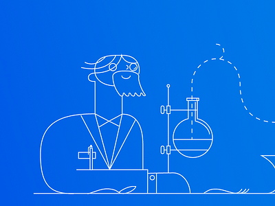 Scientist illustration beaker chemistry geek line art science