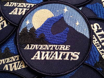 Adventure Awaits adventure backpack embroidery hiking iron on outdoors patch travel