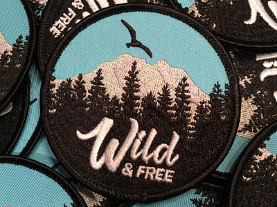 Wild & Free adventure camping forest iron on mountains nature outdoors patch travel