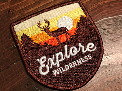 Explore Wilderness v.2 camping deer forest outdoors patch sunset vintage wilderness