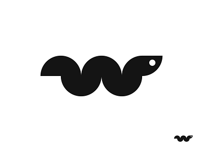 Snake + W animal circle design geometric grid icon illustration logo mark snake symbol w