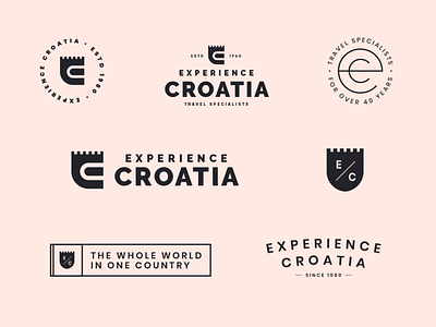 Experience Croatia pt. 4 brand branding croatia designinspiration ec geometric icon identity identity design logo logoinspiration mark minimal monogram shield stationary symbol system design ui