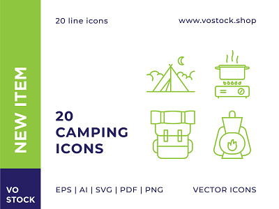 Camping Icons adventure camping design icon illustration line icon outline pictogram sign simple spring summer symbol tourism tourist vector
