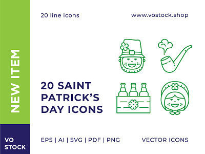 St. Patrick's Day Icons bar beer festival icons icons design line icons outline patrick patricks day pictograms pub saint patrick simple spring st patrick symbols